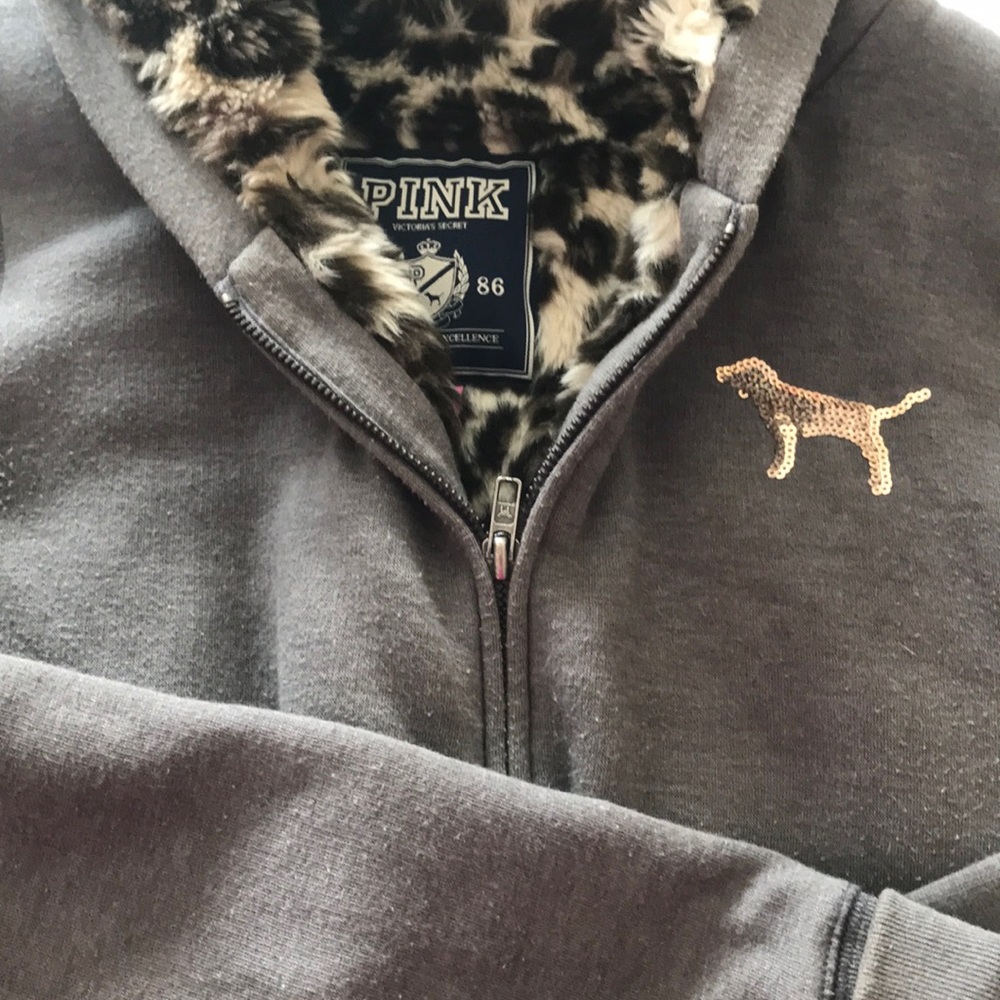 Pink fur lined hoodie